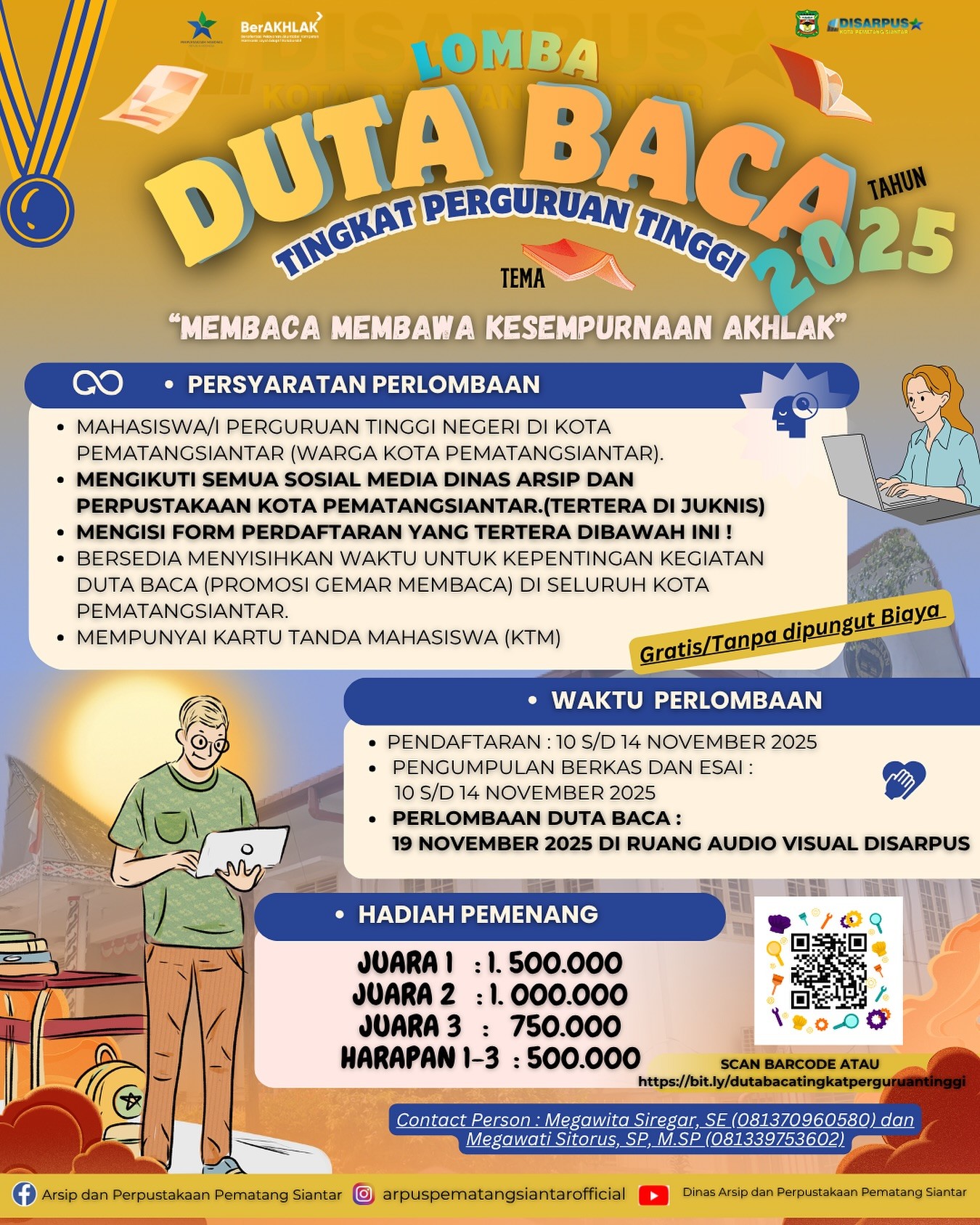 Duta Baca Tingkat Perguruan Tinggi se-Kota Pematangsiantar