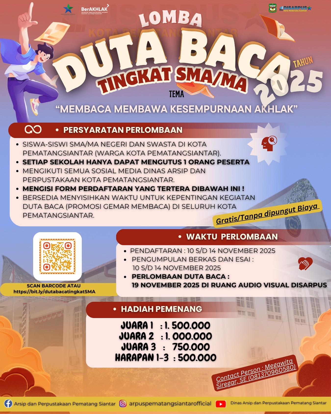 Pendaftaran Lomba Duta Baca Tingkat SMA/MA