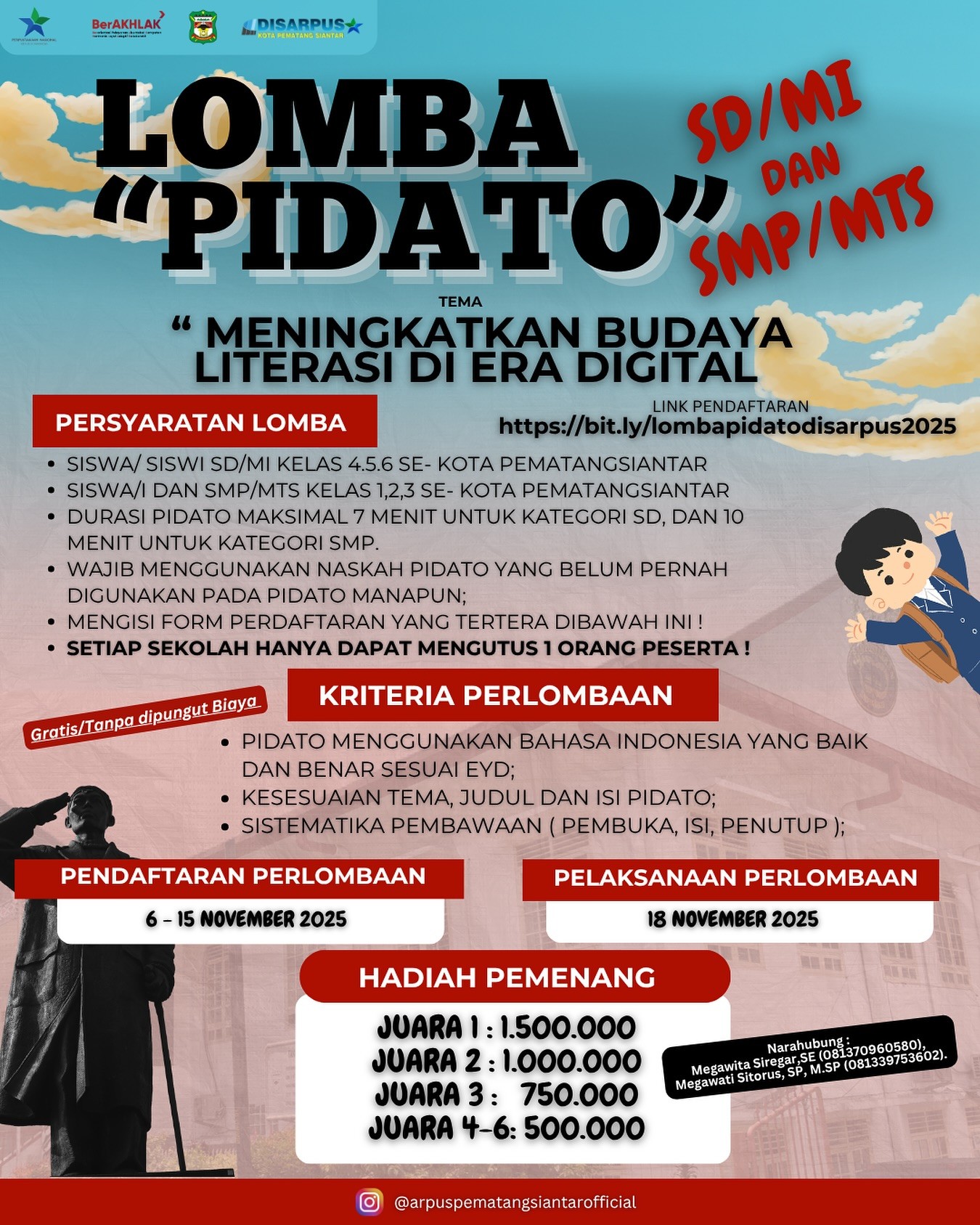 Pendaftaran Lomba Pidato Tingkat SD/MI dan SMP/MTs 